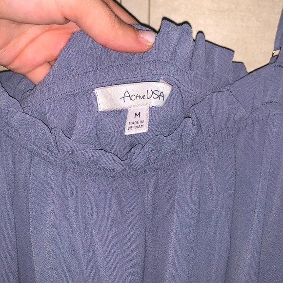 Dusty blue blouse. Color is darker/more grey blue in person. - Picture 3 of 3